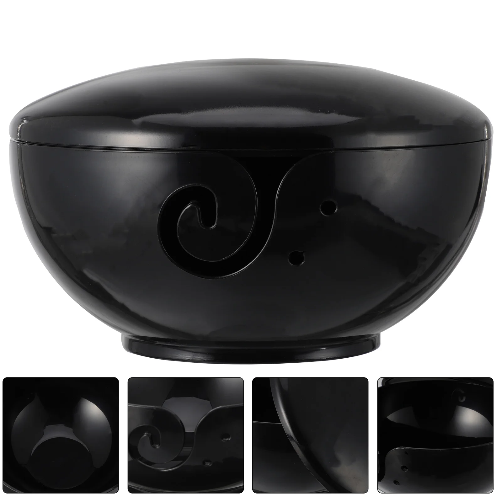 

Plastic Yarn Bowl Black Storage Bowl with Lid Knitting Crochet Accessory For
