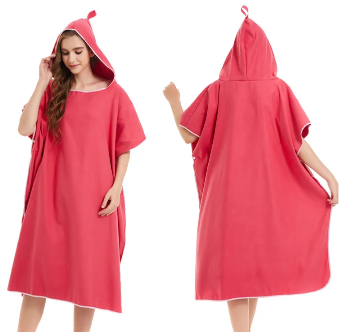 2022 women's quick drying cloak beach blouse changing bath towel bathrobe seaside cloak double-sided velvet bathrobe Blue