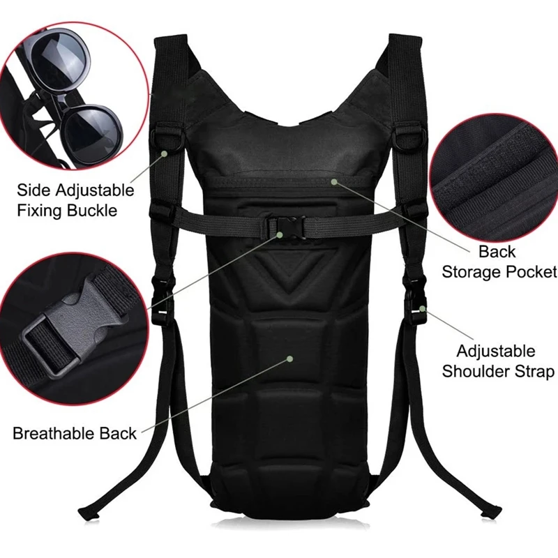 Mochila tática militar com hidratação da bexiga, ao ar livre, caminhadas, ciclismo, escalada, preto Montanhismo Bag, 3L