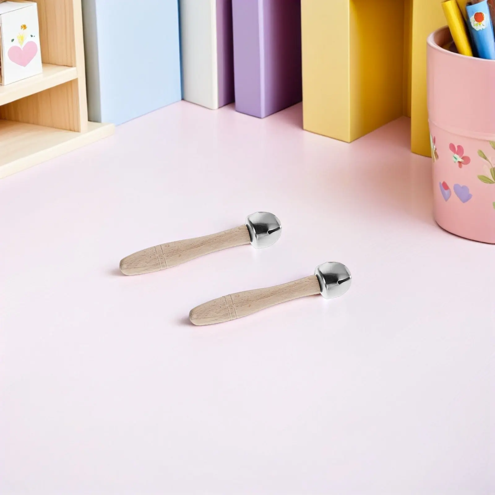 10Pcs 나무 핸드 벨 몬테소리 교실 타악기 뮤지컬 액세서리 리듬 감각 차임벨