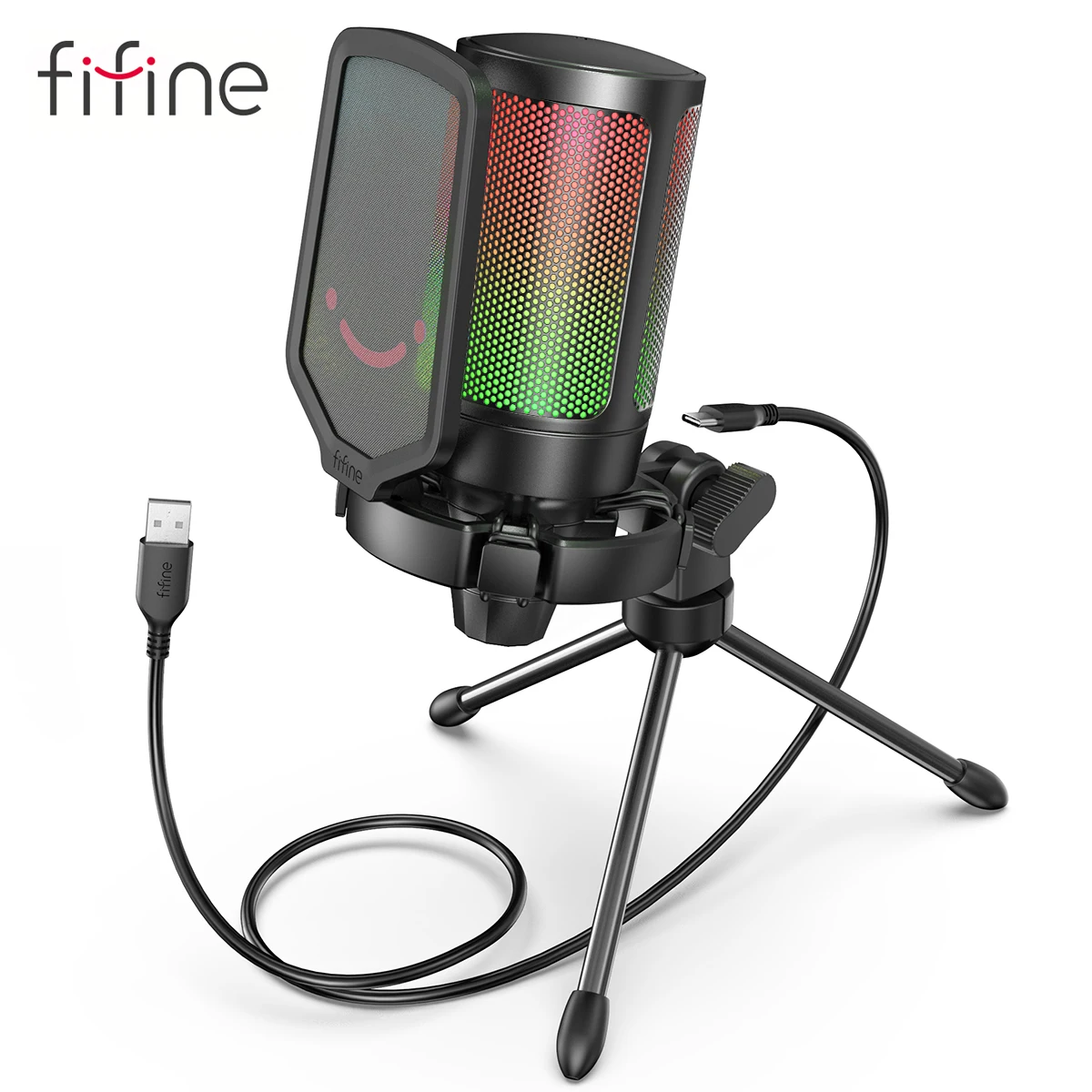 Fifine Usb Condenser Gaming Microphone, For Pc Ps4 Ps5 Mac With Pop Filter Shock Mount&gain Control For Podcasts - Microphones - AliExpress