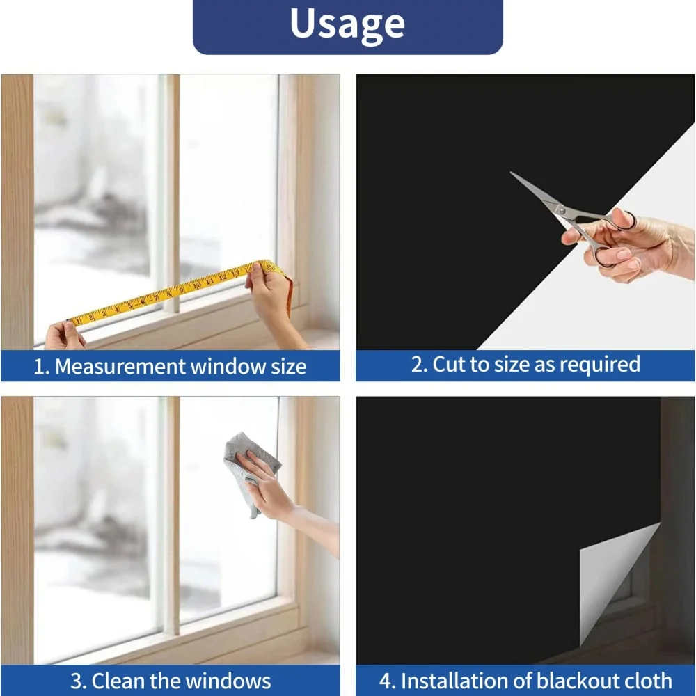 Description Picture 6 of item100% Portable Blackout Curtains Film Cloths Travel Shades Temporary Window Blinds with Hook & Loop Tabs for Baby Nursery Bedroom