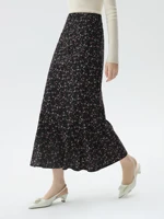 FSLE Two Color Elegant Style Trumpet Floral Print Long Skirt 2024 Winter New Design Casual Long Skirt Office Lady 24FS14612