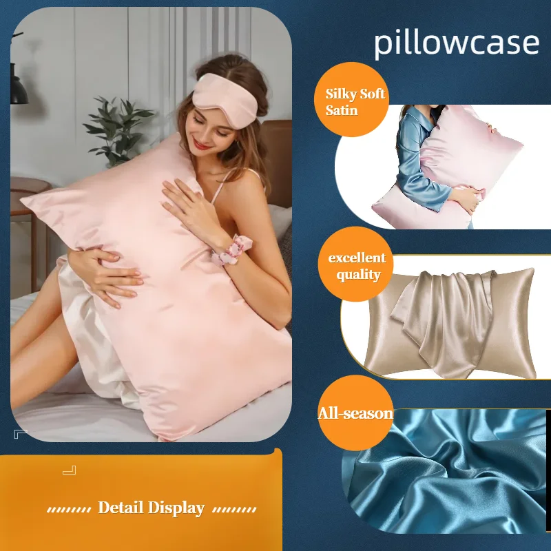 1/2pcs Satin Silk Pillowcase for Hair and Skin, Coral Pillow Cases Standard Size Set of Super Soft Pillow Case Home Easy-Care 5