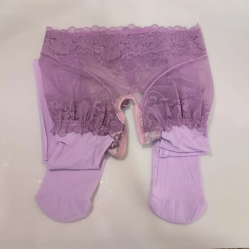 Women Oil Shiny Stocking Open Crotch Erotic Sexy Lingerie Smooth Transparent Pantyhose Crotchless Intimates Plus Size Tights