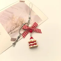 1 Piece Retro Kawaii Y2K Japanese Short Phone Charm Romantic Sweet Cake Dessert Strawberry Phone Pendant Universal Phone Lanyard 3