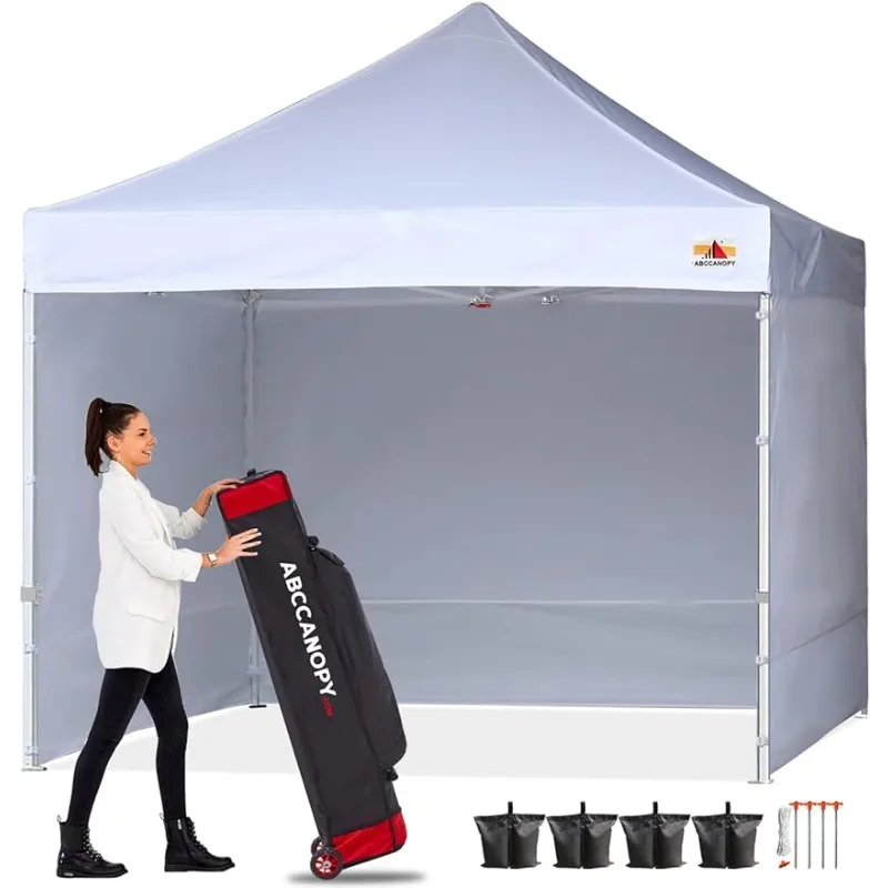 

ABCCANOPY Ez Pop Up Canopy Tent with Sidewalls 10x10 Commercial -Series White