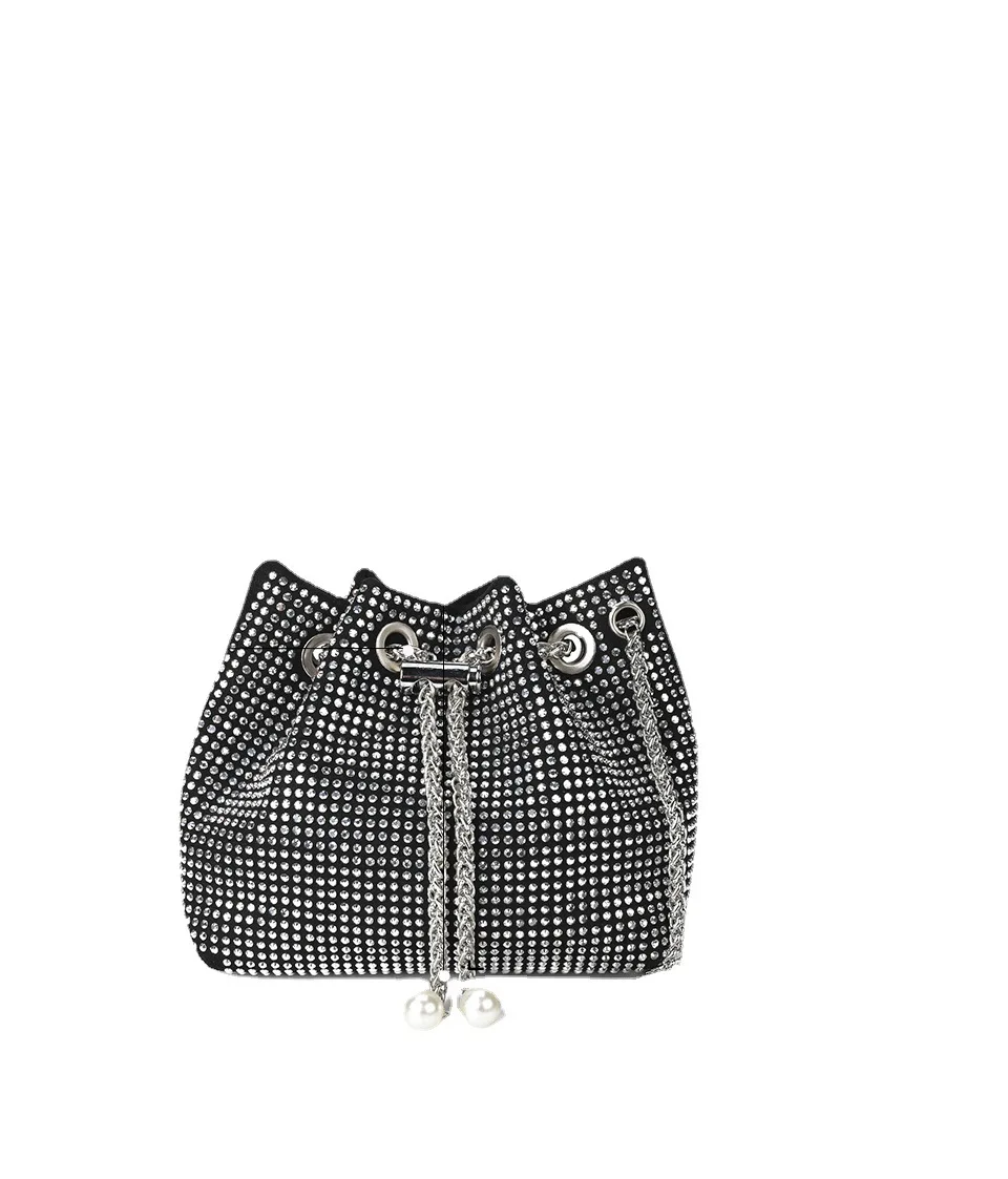 Versatile and Fashionable Rhinestone Large Capacity Bucket Crossbody Women's  Dinner Bag