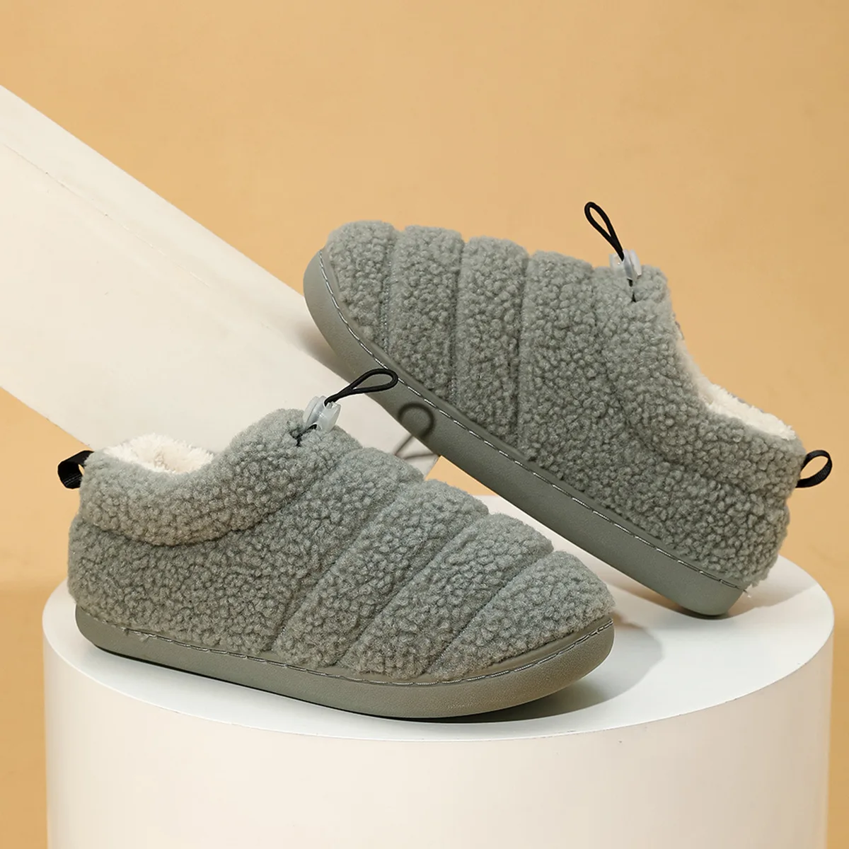 Smile Winter Outdoor Thickened Warm All Inclusive Slippers Indoor Adjustable Button Cotton Shoes Non-slip Fleece Cotton Shoes 2