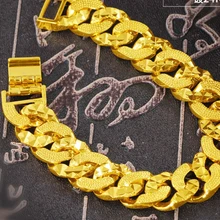 

12mm Bracelet Men Women Jewelry Yellow Gold Filled Classic Fashion Gift