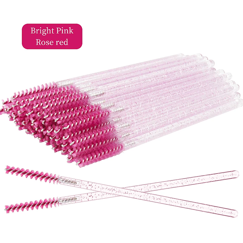 Crystal Diamond Handle Disposable Eyelash and Eyebrow Brushes - 50 Pack
