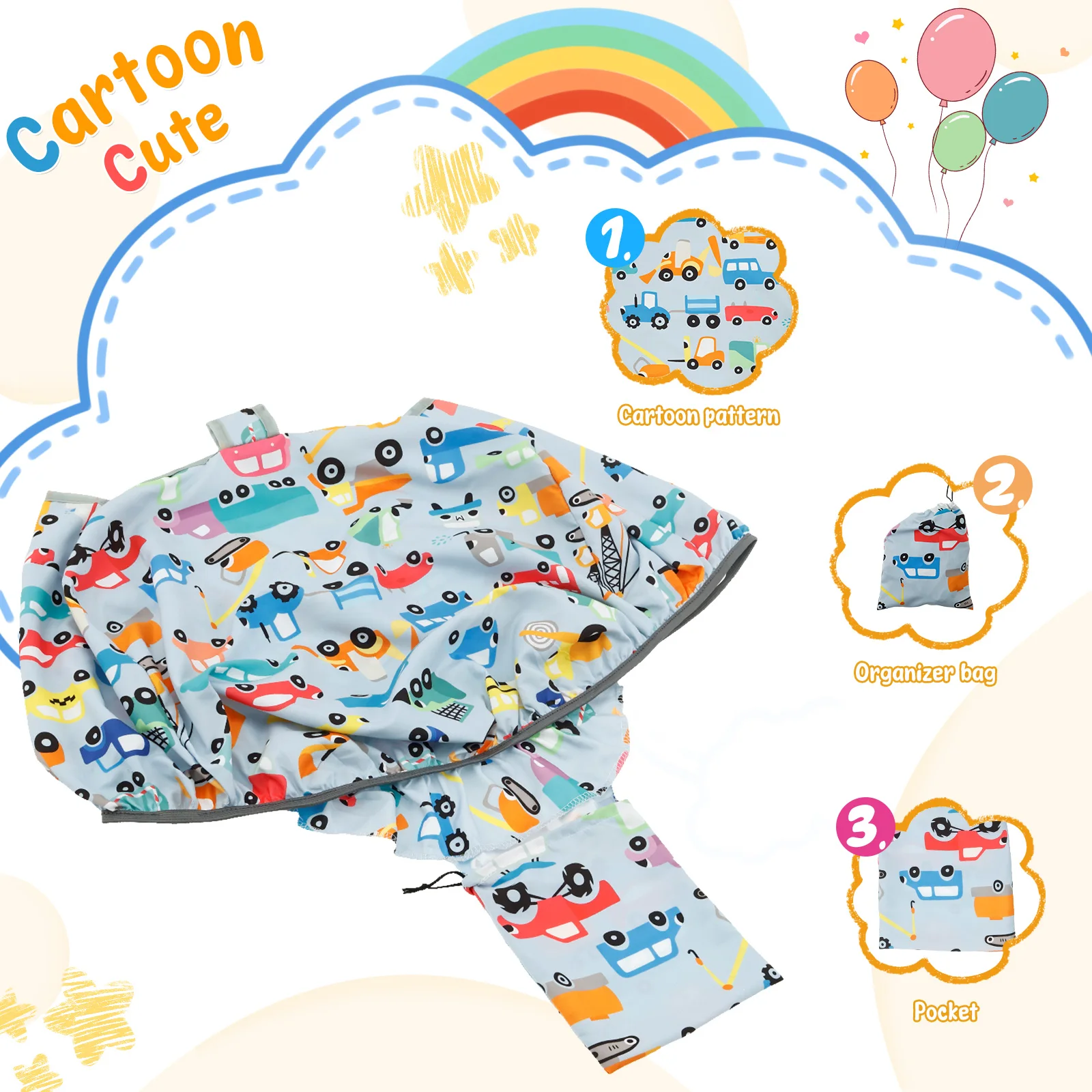 Baby Shopping Cart Seat Cover Polyester Waterproof Carton Style Baby Safety Cart Cover Comfortable Children Anti-Dirty Seat Pad baby seat cover