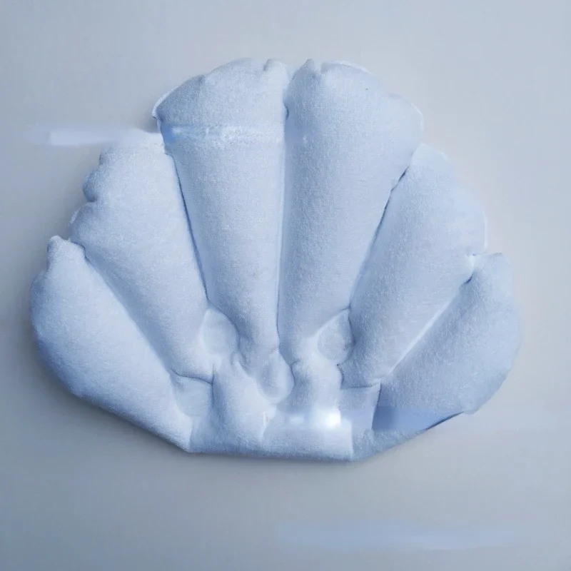 Bath Pillow Multi-color Shell Shaped Inflatable Bath Pillow Soft Towel Cloth PVC Spa Neck Pillow Comfortable Massage Bathing Accessories