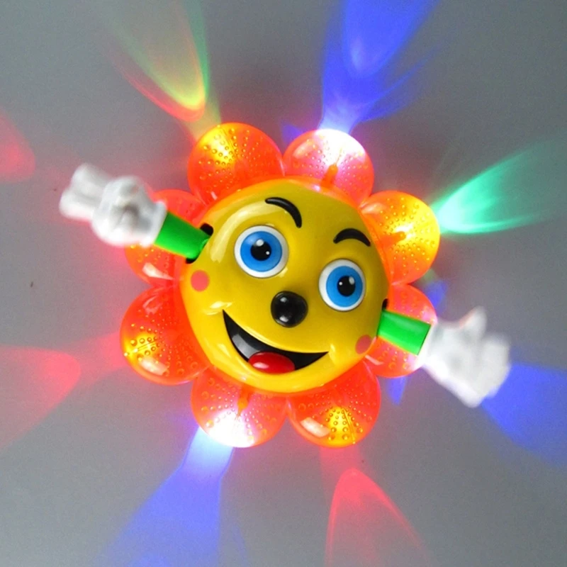 Kids Fun 360° Rotating Moving Flashing Sounding Sunflower Toy Toddlers Cute Cartoon Electronic Interactive Plant Educational Toy 2
