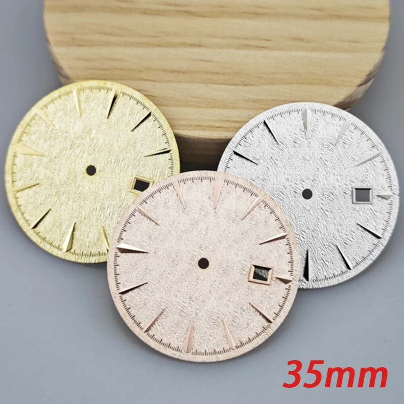 Elegant 35mm DIY Mechanical Single Calendar Watch Face with 3D Nail Details