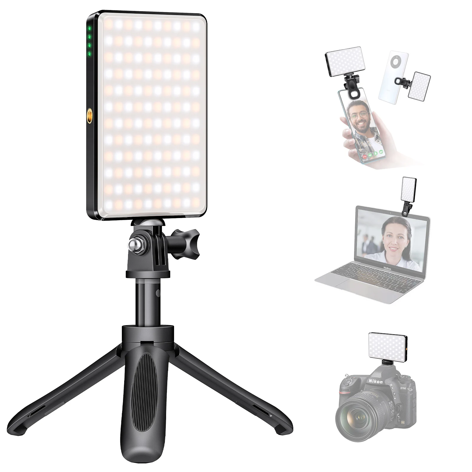 

Strbea 120 LED Selfie Light Fill Light with Tripod Portable Rechargeable For Laptop Video Conference Cell Phone Vlog Photography