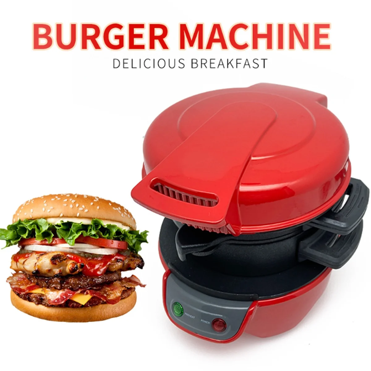 Burger Maker Hamburger Press Patty Maker Non-Stick Multifunction Beef BurgerOmelette Steak Breakfast Machine US Plug