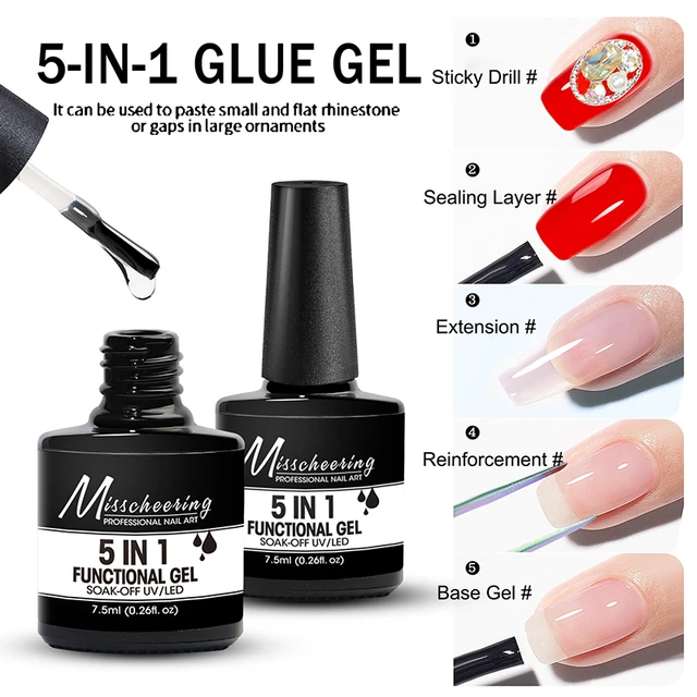 BOZLIN 5 in1 Super Diamond Glue Gel For DIY Nail Art Jewelry Decoration  Strong Adhesive Rhinestones Soak Off UV Semi Permanent - AliExpress