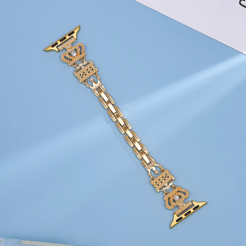 Elegant Women's Luxury Pearl Bracelet Watch Band with Crown Case