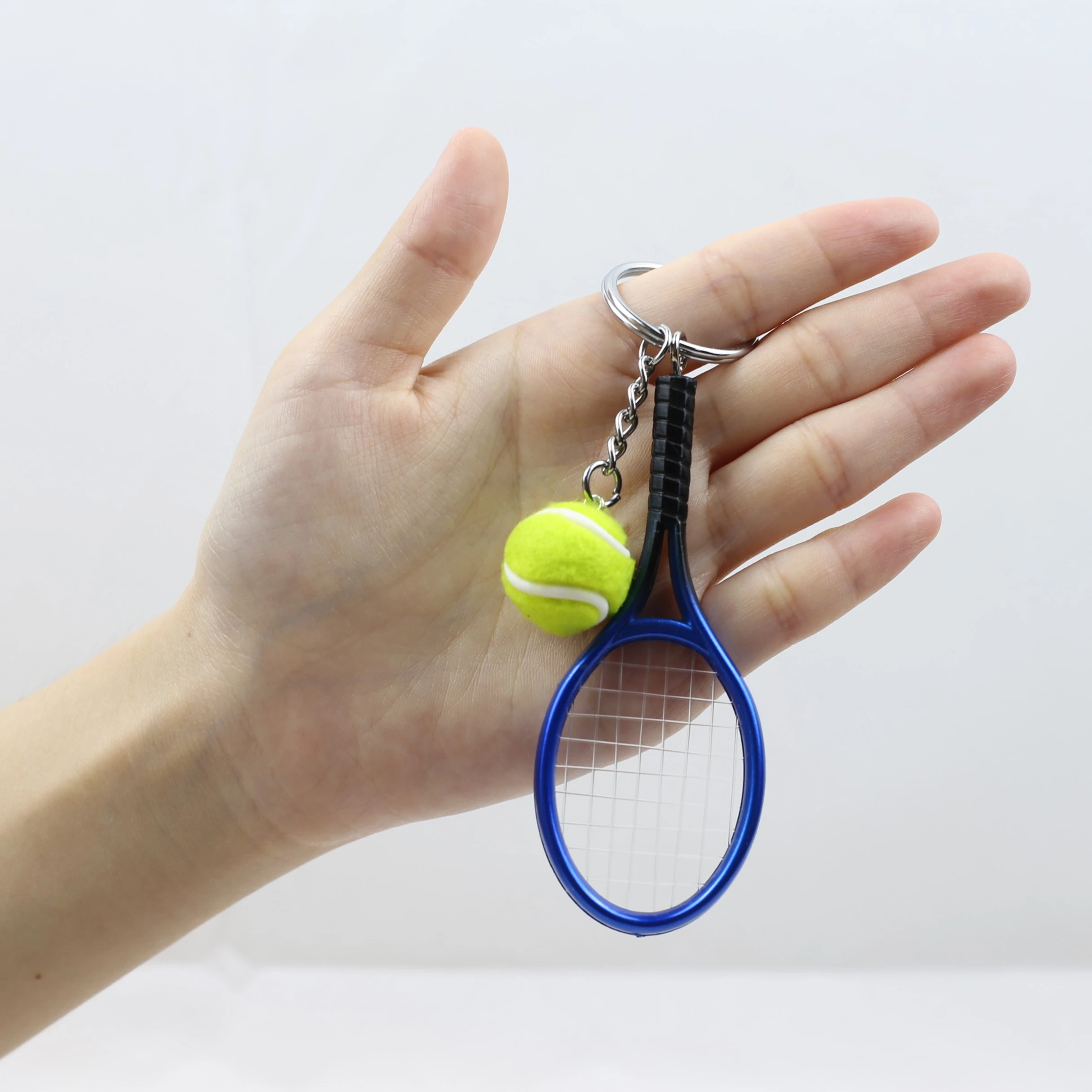 Hot Sale Simulation Mini Tennis Racket Ball Keychain Sports Key Chain ...