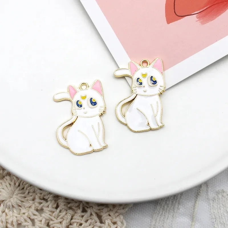 10Pcs DIY 애니메이션 귀여운 선원 문 고양이 키 체인 전화 체인 키 끈 장식 카와이 가방 키 체인