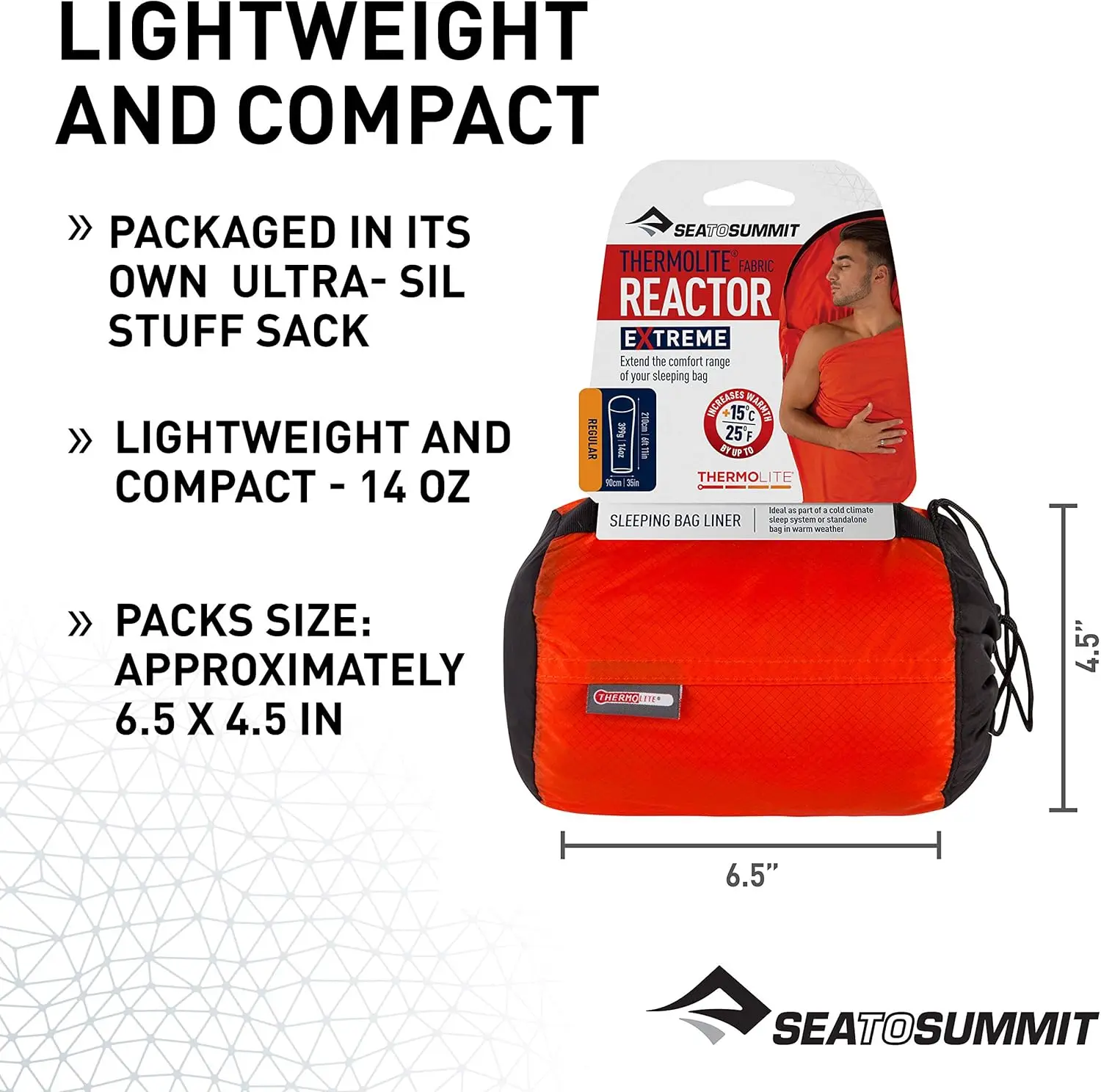 Summit Thermolite Reactor Extreme Sleeping Bag Liner-Red, 90 x 210 Centimeter