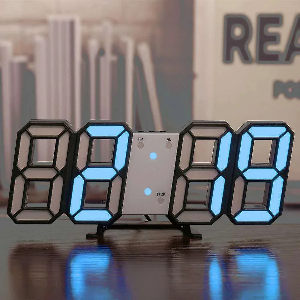 Colorful LED Desktop Clock with Dual-Time Display (Black Finish)