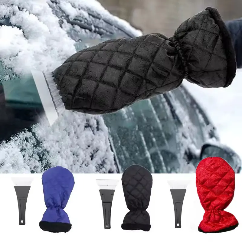 Car Windshield Snow Removal Scraper with Warm Gloves Winter Ice Removal Shovel Window Glass Defrosting Tool Car Maintenance