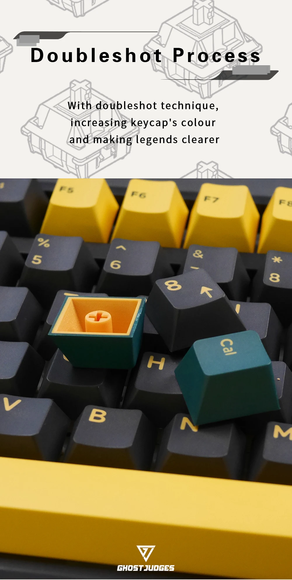 Doubleshot Keycap para teclado MX, juízes fantasmas,