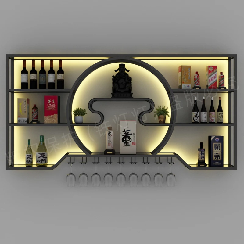 Salon Unique Wine Cabinets Commercial Cellar Storage Whisky Liquor Wine Rack Inverted Retail Cremalheira De Vinho Bar Furnitures