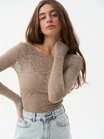 See Through Lace T Shirts For Women Streetwear Long Sleeve Ropa De Mujer Solid Color Crop Top Slim Fit Camisetas Y2k Accessories