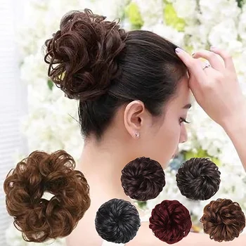 Parrucca per capelli sintetici, coda di cavallo da donna, estensione dei capelli, scrunchie, onda elastica, ricci, posticci, scrunchie