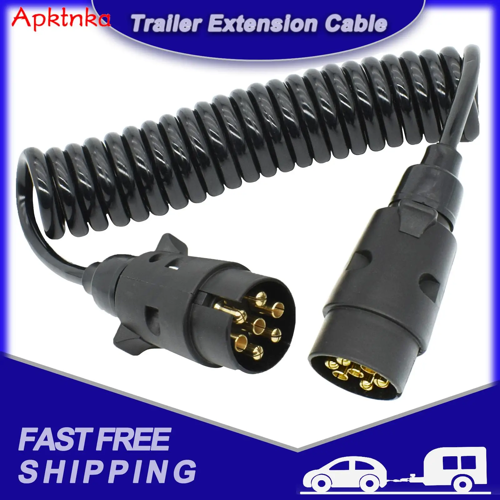 APKTNKA 9.8' 7 Pin Towing Trailer Light Board Extension Cable Lead Male