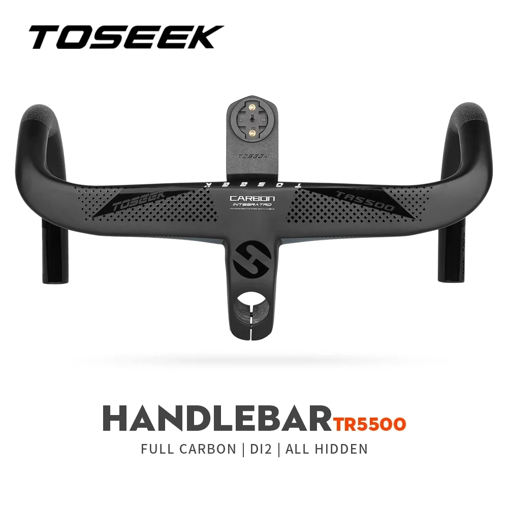 

TOSEEK TR5500 Bicycle Handlebar T800Carbon Handlebar Integrated Road 28.6 Integrated Road handlebar Internal routing All Hidden