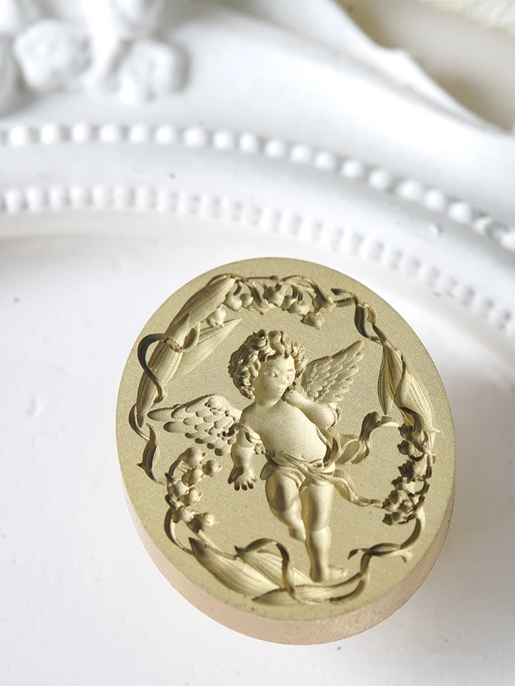 Angel Fire Seal Copper Head Multi-Layer 3d Relief Kids Diy Seal Brass Toy Invitation Letter Envelope Hand Ledge Wax Stamp