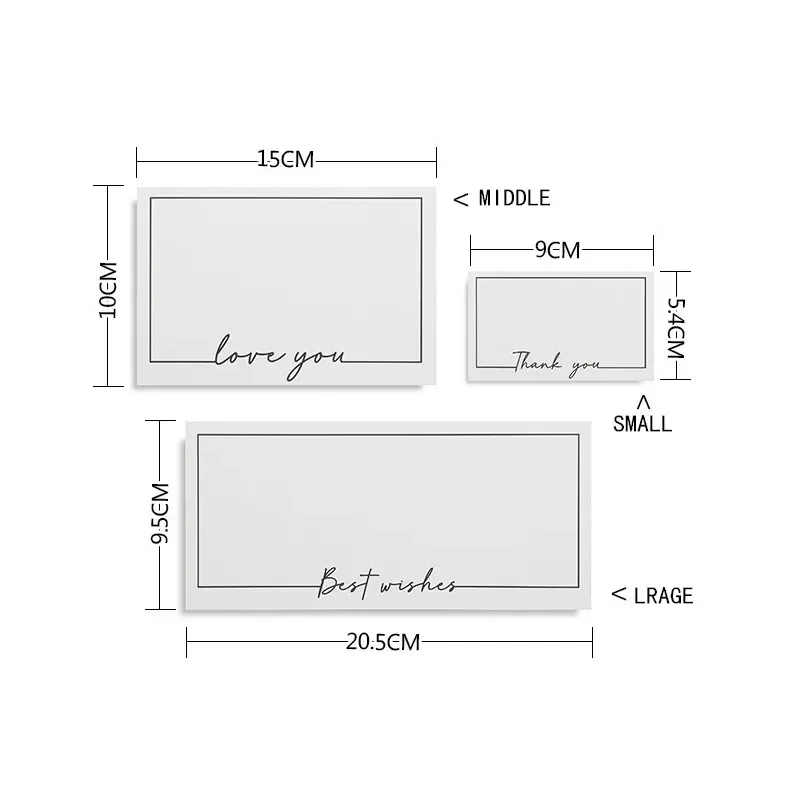 10pcs 인사말 카드 최고의 소원 감사합니다 LOVE U 화이트 3 크기 엽서 귀여운 lomo 카드 편지지 맞춤 명함 뉴스