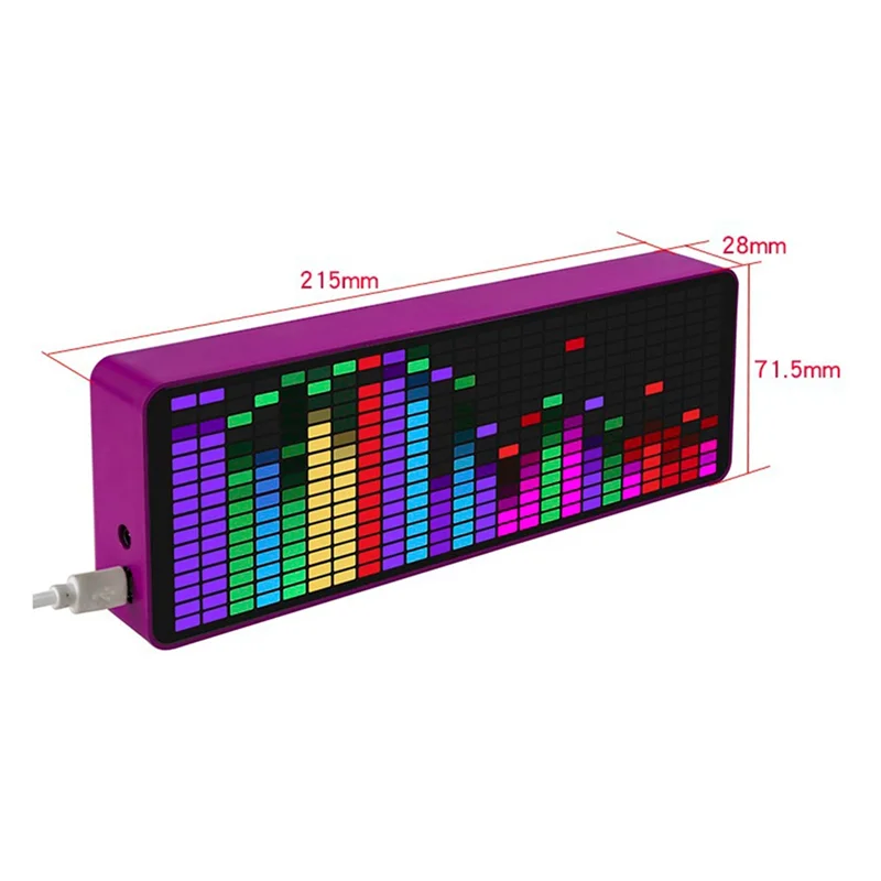 컬러 LED 음악 스펙트럼 전자 시계 사운드 제어 리듬 라이트 1624 RGB 픽업 분위기 레벨 표시기, 보라색 내구성