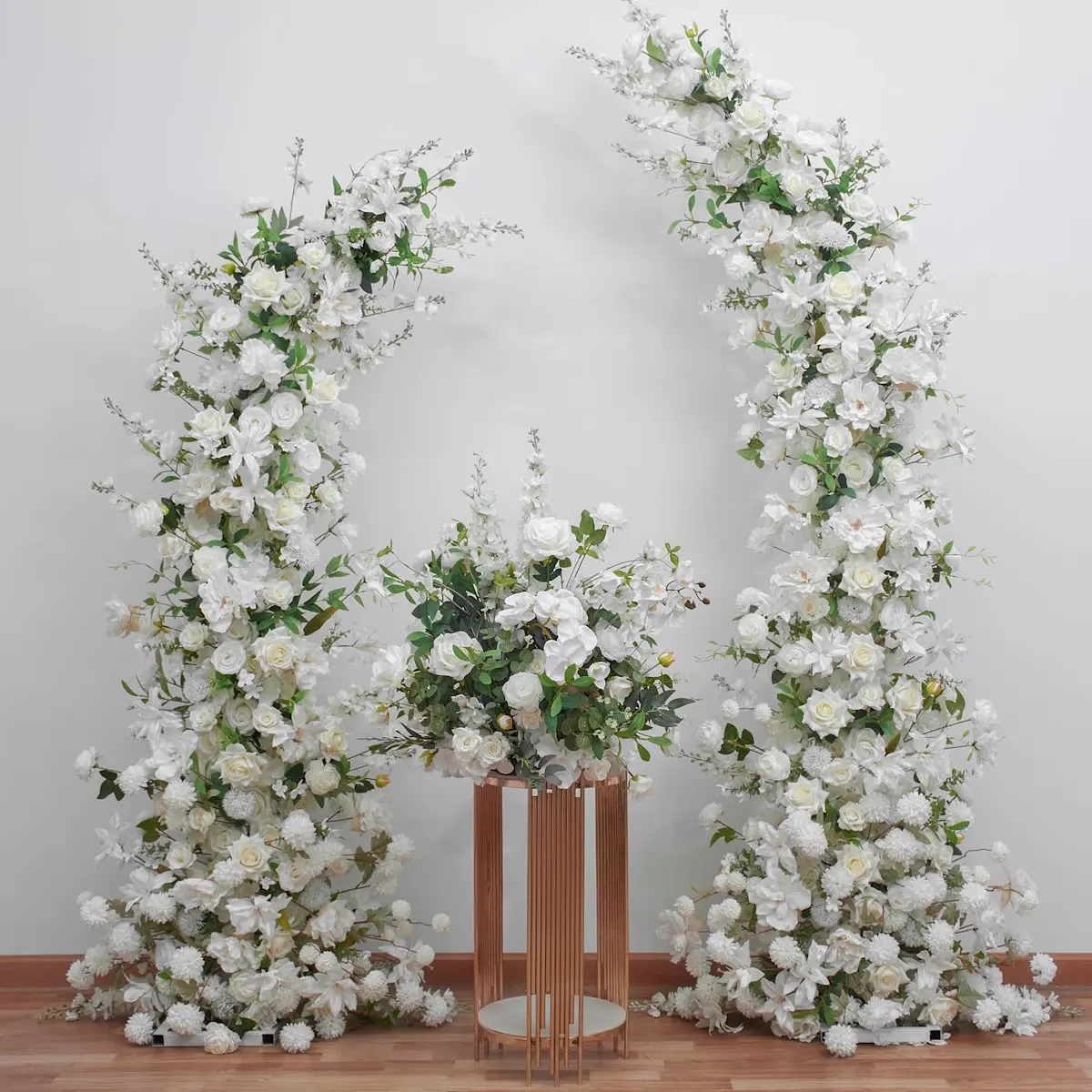 

babysbreath ox horn Arch Flowers Arrangement Set Wedding Background Decoration Artificial Floral Party Table Window Display prop