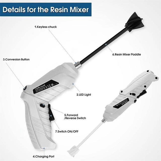 Rechargeable Epoxy Resin Mixer Handheld Rechargeable Resin Stirrer For  Tumblers Rechargeable Epoxy Mixer DIY Resin Molds Glazes - AliExpress