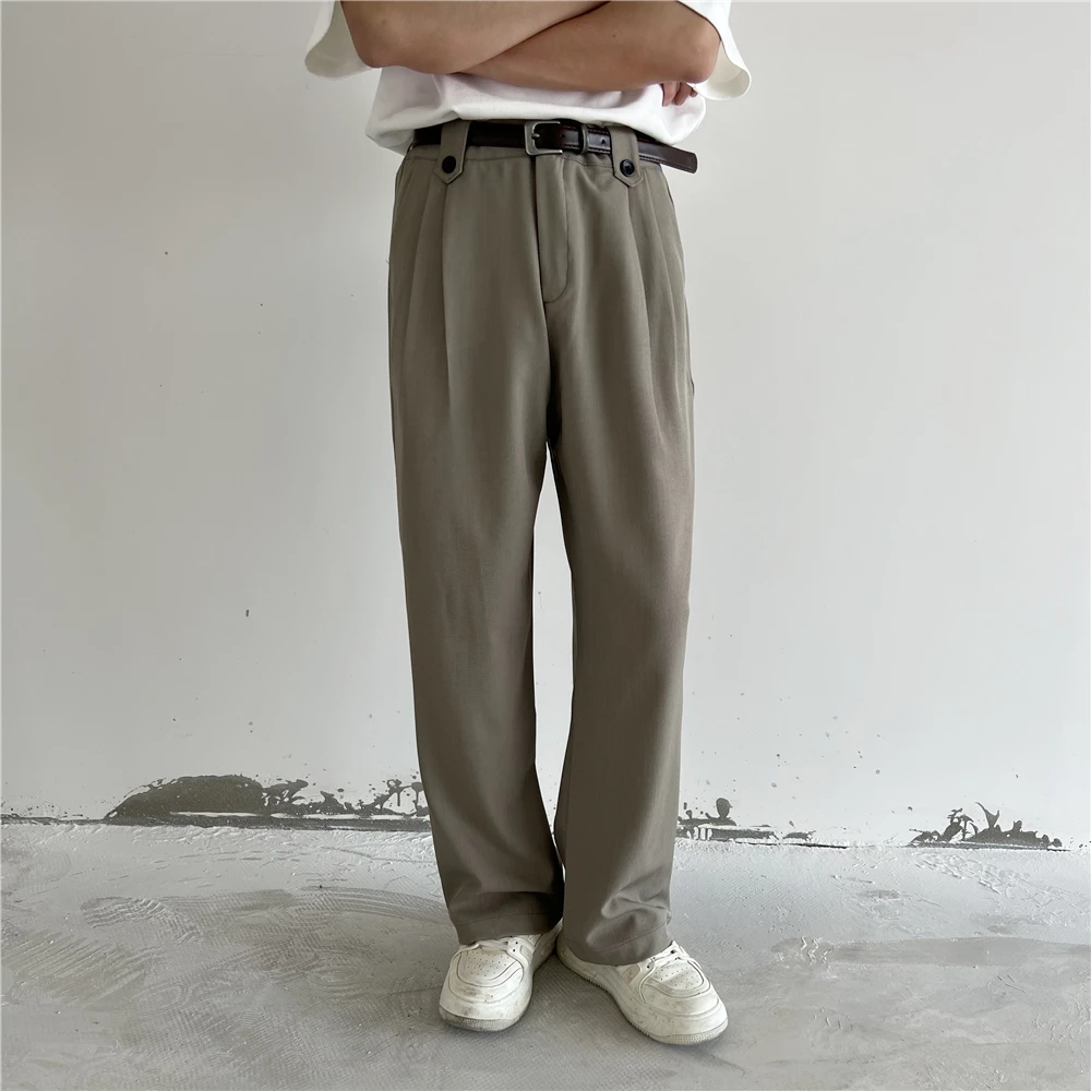 Casual Pant Men Baggy Wide Leg Pants Ankle Length Elastic Waist Loose Straight Trousers casual pants