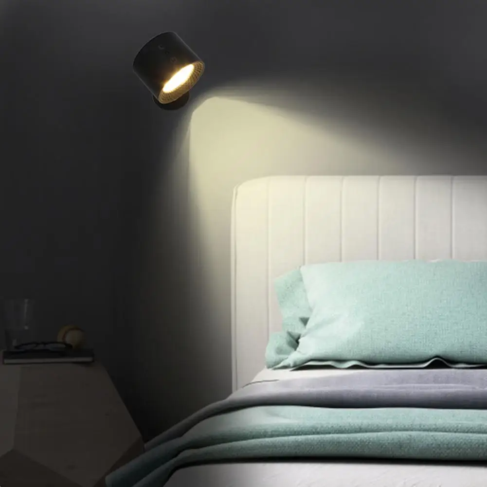 1 Set LED Magnetic Wall Lamp Intelligent 360 Degree Rotation USB Charging 3-Color Temperature Remote Control Long Battery Life L