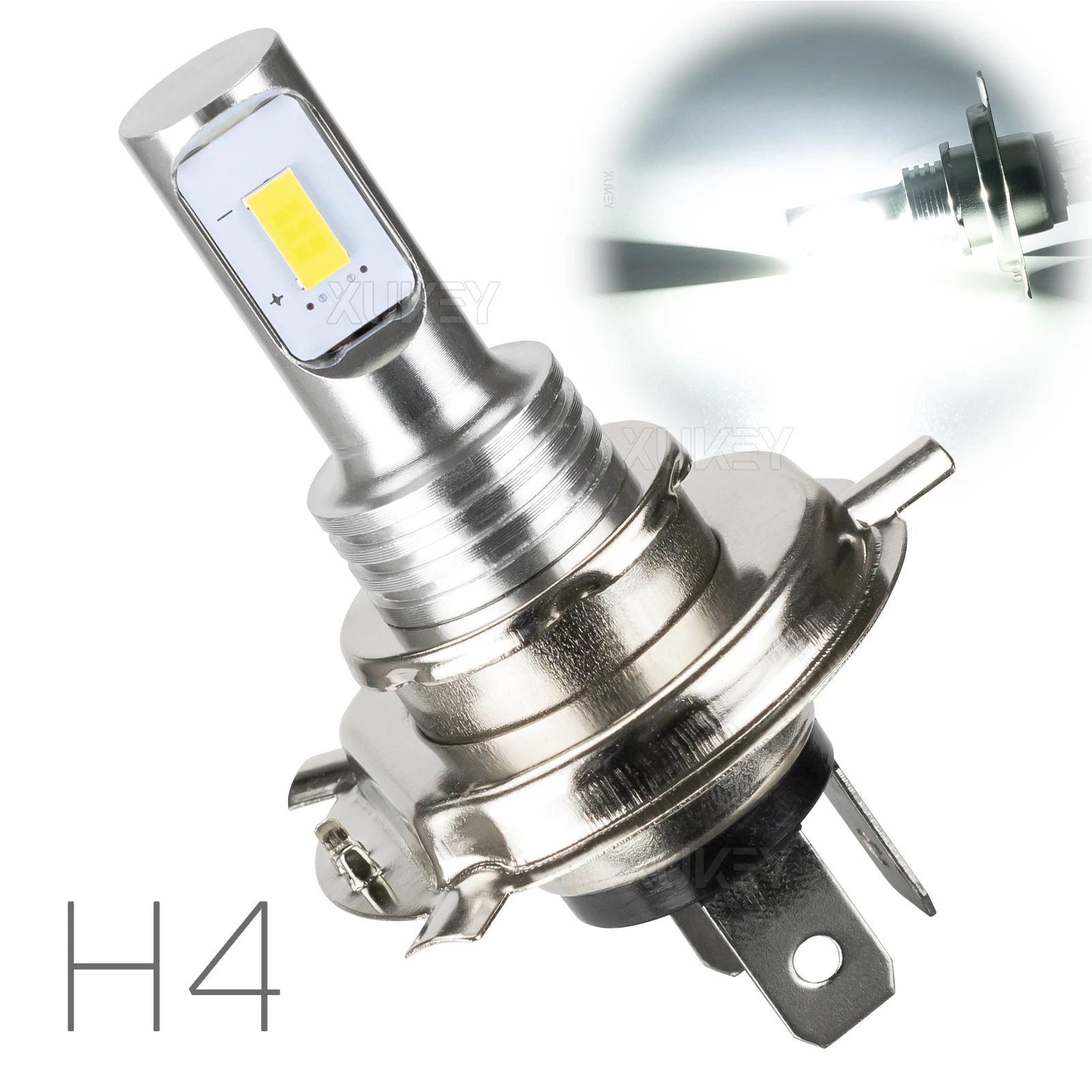 H4 LED Motorcycle Headlight Bulb Hi/Lo Beam 2 Sides Upgraded 3570 Chips  Super Bright 6000K White HB2 9003 HS1 Motorbike Headlamp
