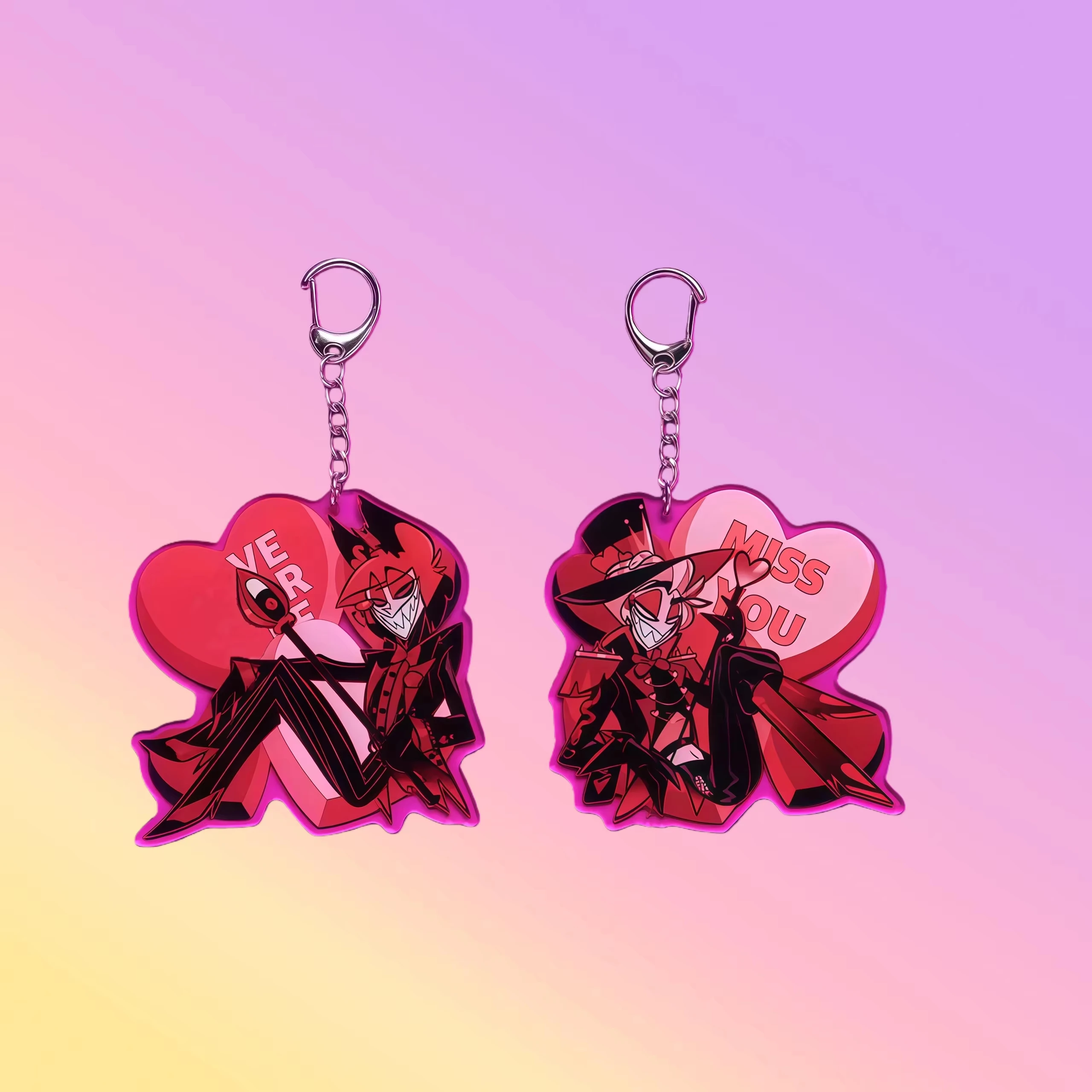 Anime Hazbin Hotel Themen-Acryl-Schlüsselanhänger Partygeschenk Paar-Figuren Rucksack-Tasche Kinder-Gastgeschenk Ornamente Partyfavors – Detail 1