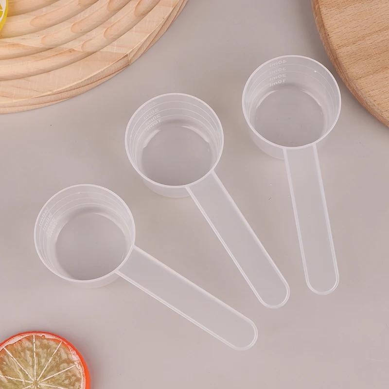 10PCS 40ML 20g Flat Bottom Graduated Measuring Spoon With Scale Transparent Plastic Kitchen Baking Measuring Spoon Tableware New