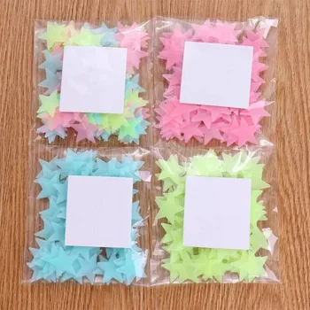 100/300PCS Glow in The Dark Stars Wall Stickers Luminous 3D Fluorescent Adhesive Decoration for Home Baby Kids Bedroom Ceiling 1