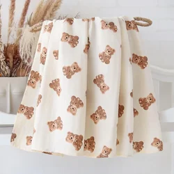 Premium Super Soft Bamboo Muslin Baby Swaddle Blanket - 120x120 Nursery Wrap - 120x120cm (Bear)