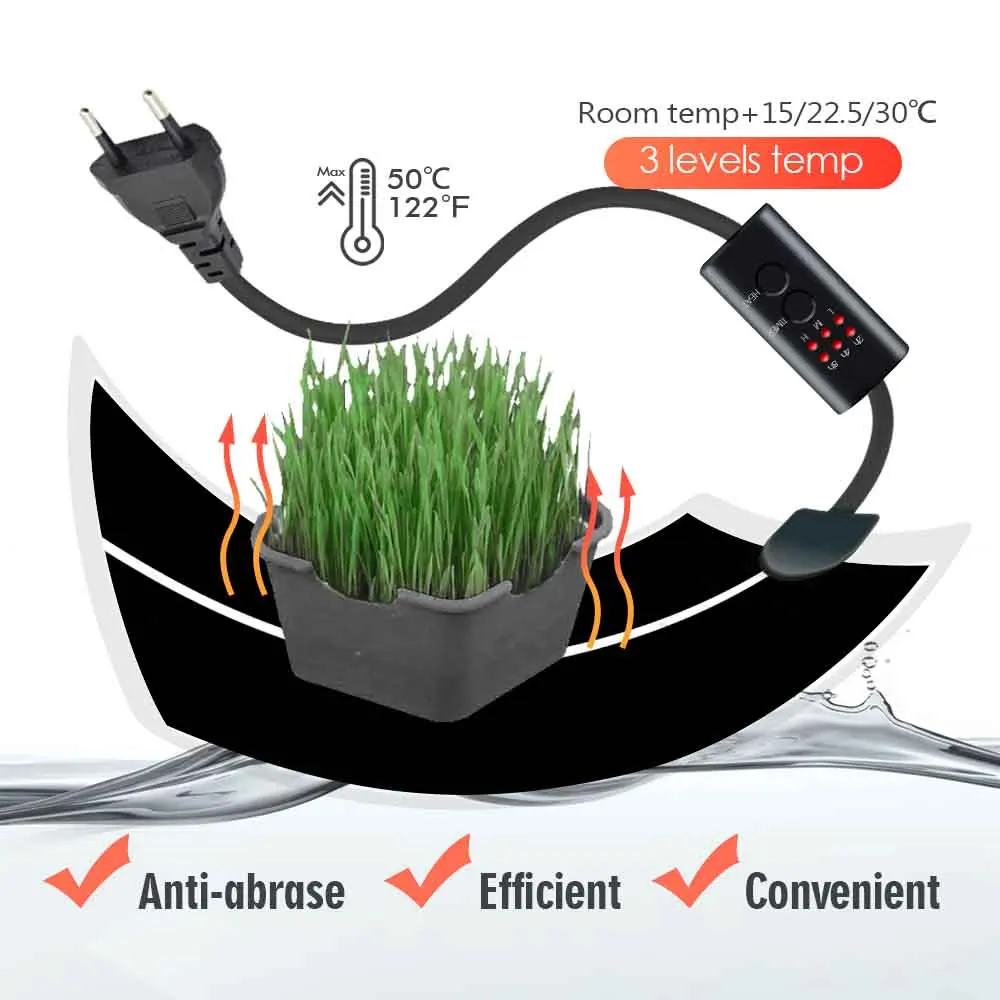 Plant Heating Pad Reptile Warmer Heat Mat 3-Gear Temperature Controller 45W-5W 2/4/6H Timing for Indoor Garden Terrarium Heater planting mat seedling heat mat