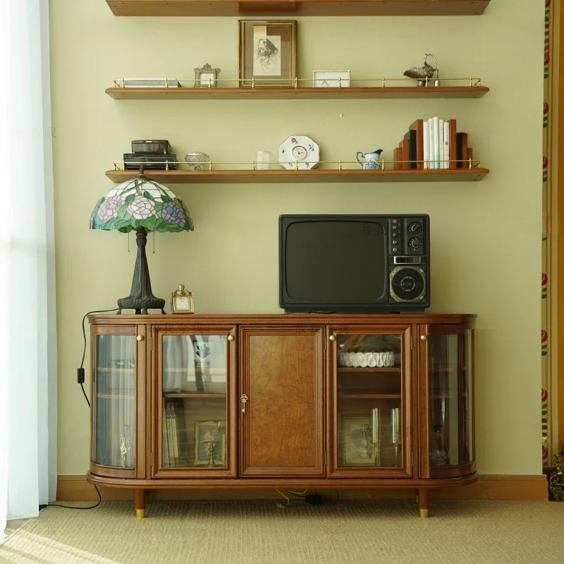 Grandma's TV cabinet multi-functional tonal retro TV cabinet wall sideboard sideboard 8