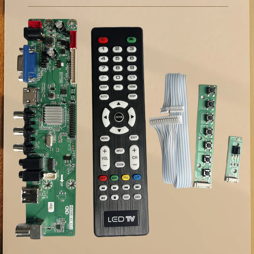 범용 LCD TV 메인보드 V56/V59 (LCD 드라이버 보드 내장), DVB-T2 표준 TV 보드 지원 (리모컨 & 버튼 키트 포함)