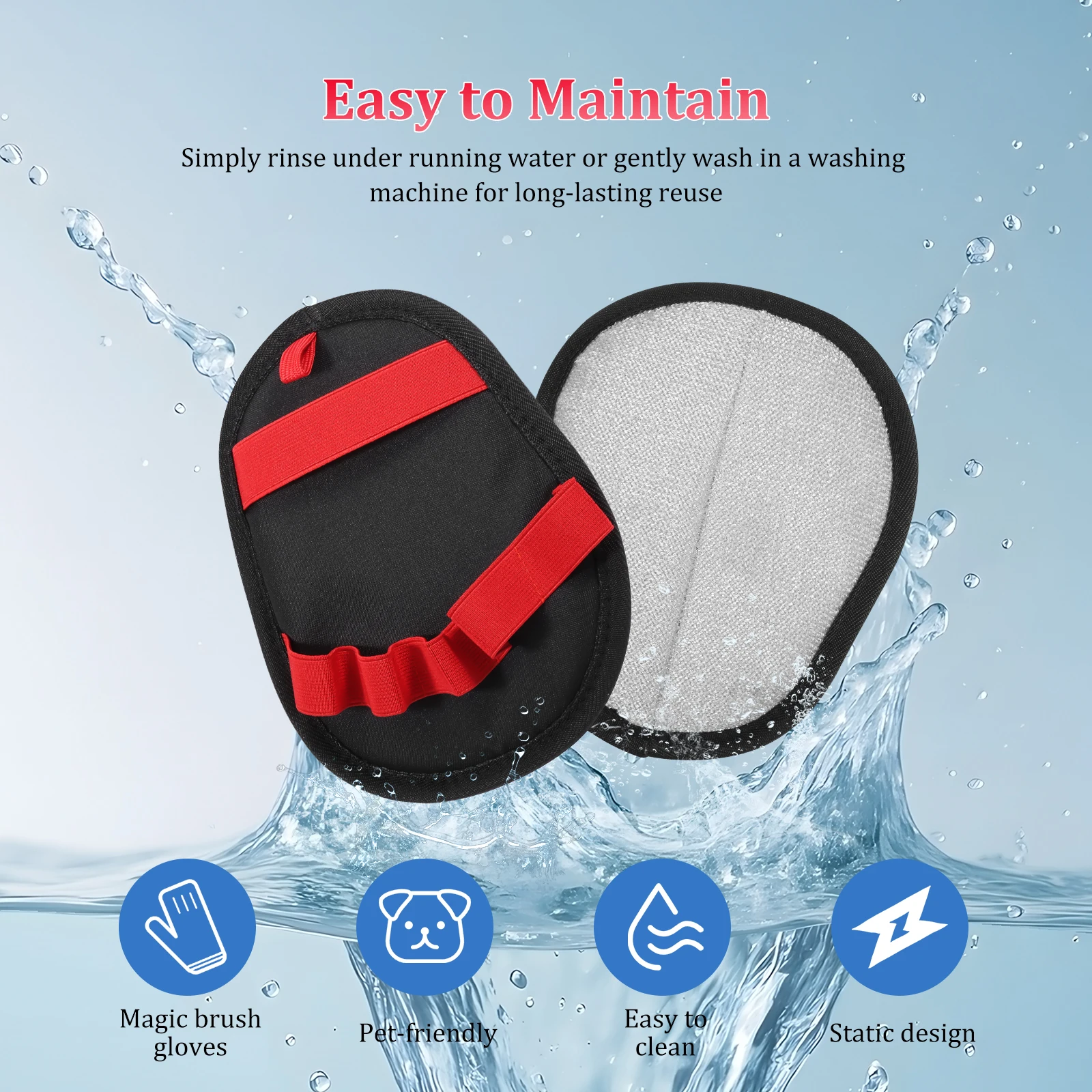 2Pcs Pet Grooming Gloves Efficient Pet Hair Removal Glove Reusable Electrostatic Cat Dog Hair Brush Cleaning Tool Pet Supplies